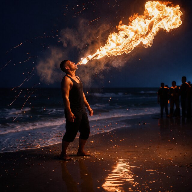 Image I2, seed 123, Fire breather, enhancer off
