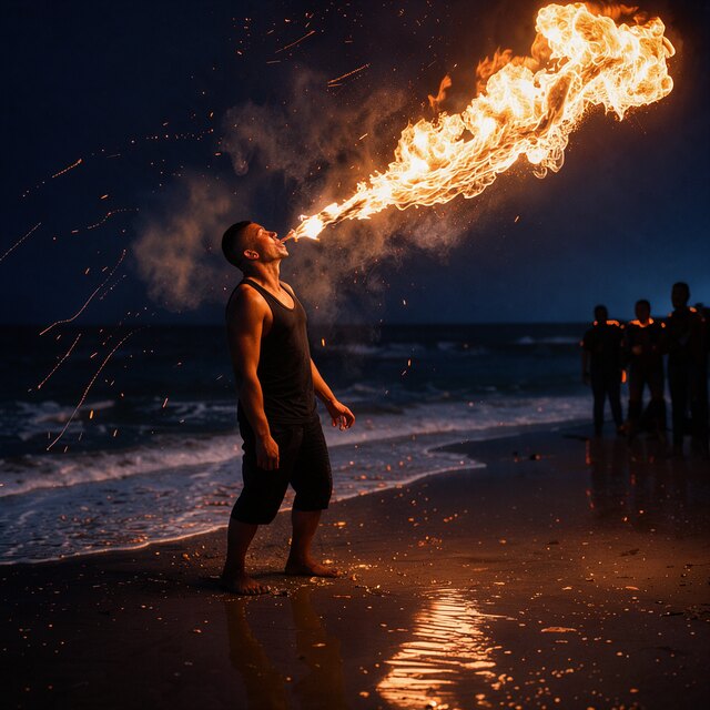 Image I2, seed 123, Fire breather, enhancer off
