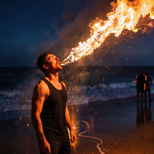 Image I2, seed 123, Fire breather, enhancer off