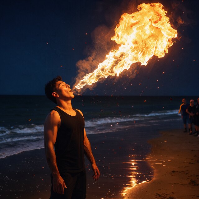 Image I2, seed 42, Fire breather, enhancer off