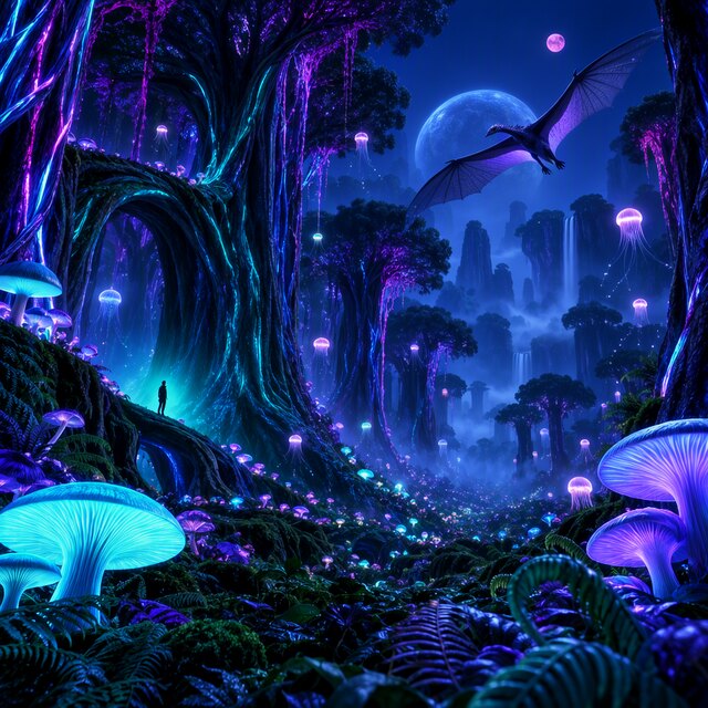 Image I4, seed 123, Alien forest, enhancer on