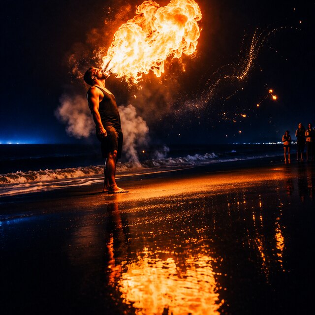 Image I2, seed 123, Fire breather, enhancer on