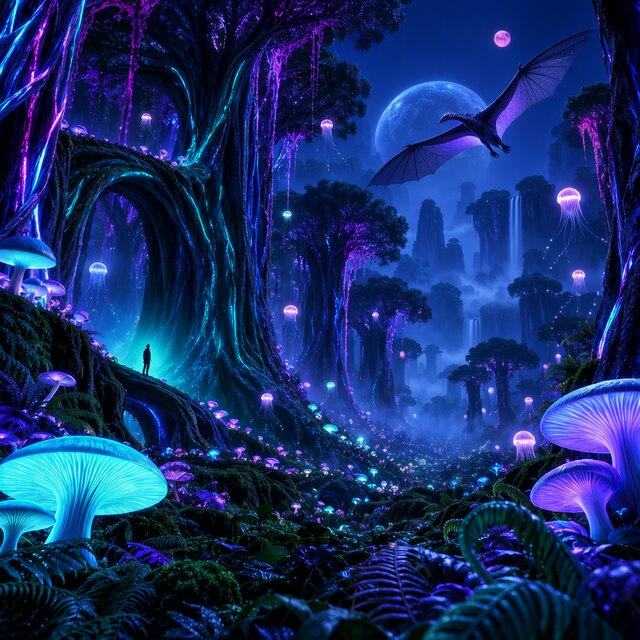 Image I4, seed 123, Alien forest, enhancer on