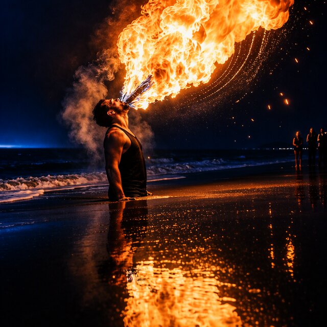 Image I2, seed 123, Fire breather, enhancer off