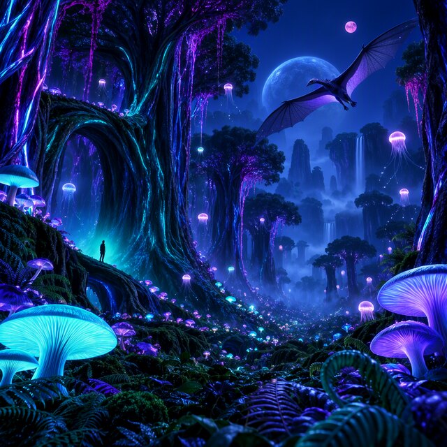 Image I4, seed 123, Alien forest, enhancer on