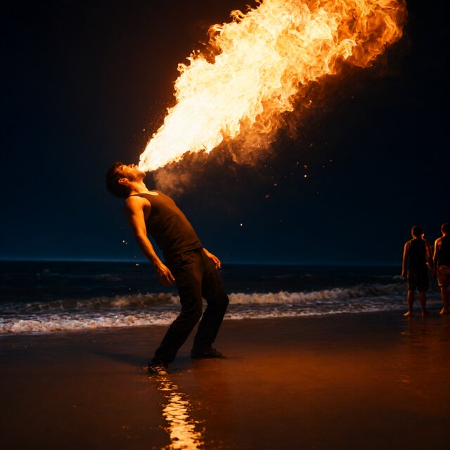 Image I2, seed 123, Fire breather, enhancer off