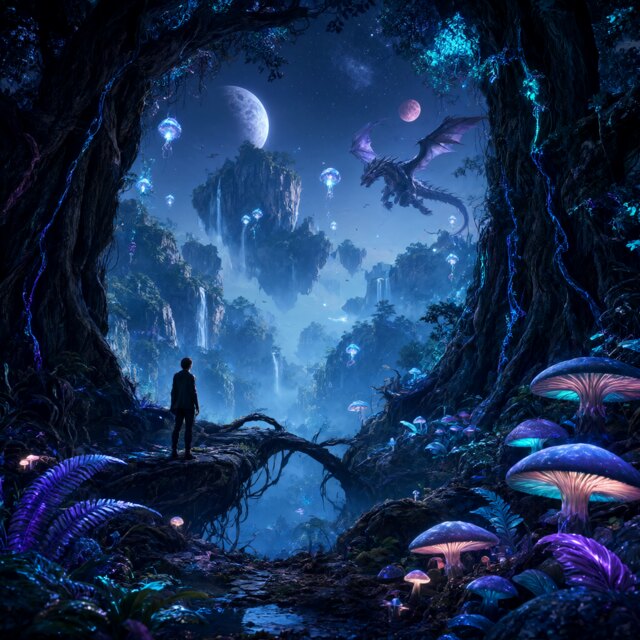 Image I4, seed 123, Alien forest, enhancer on