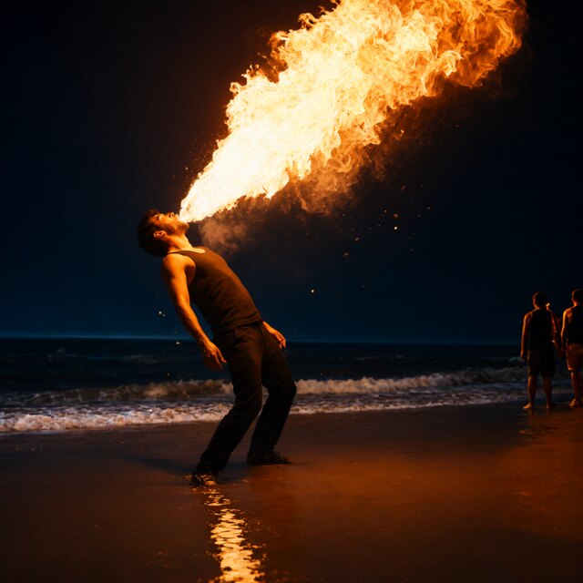Image I2, seed 123, Fire breather, enhancer off