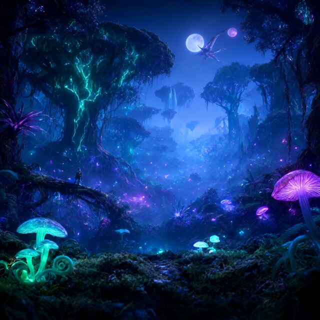 Image I4, seed 123, Alien forest, enhancer off
